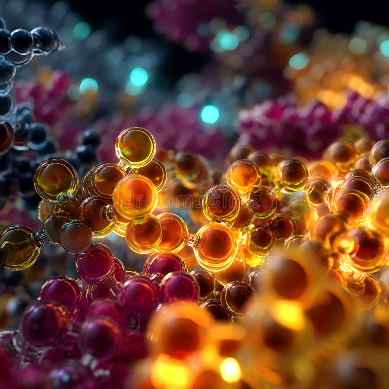 Clusters of translucent, spherical objects in vivid colors, primarily orange, yellow royalty free illustration