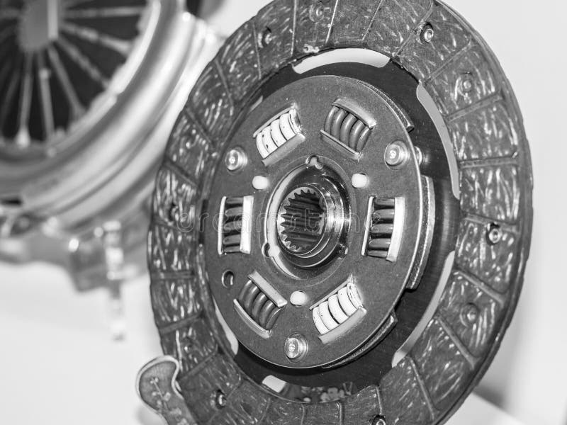 Clutch Parts of the Car. Clutch Disc and Clutch Basket Stock Photo
