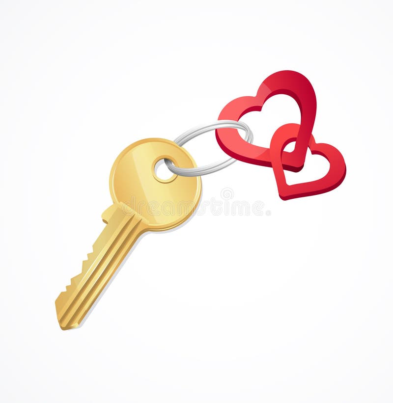 Clés de Chambre avec la chaîne principale de coeur rouge illustration de vecteur Clés de Chambre avec la chaîne principale de coeur rouge illustration de vecteur