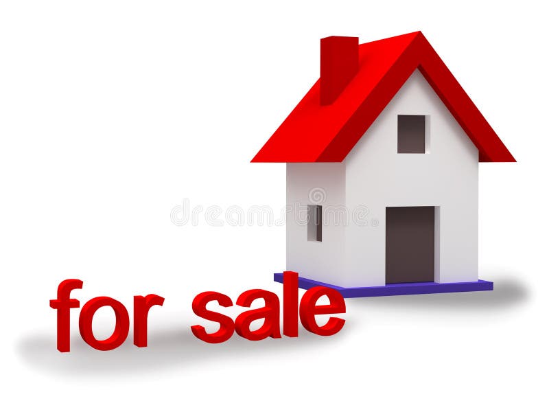 Home for sale isolated on white. 3d rendering. Home for sale isolated on white. 3d rendering.