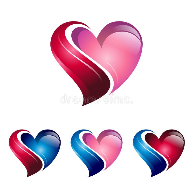 Clínica de lujo fresca Logo Icon del cuidado del corazón 3D ilustración del vector Clínica de lujo fresca Logo Icon del cuidado del corazón 3D ilustración del vector