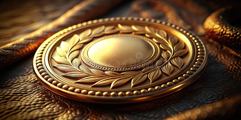 Clôture d'un prestigieux prix de médaillon d'or lors d'une cérémonie de luxe Un symbole d'excellence et d'excellence illustration stock