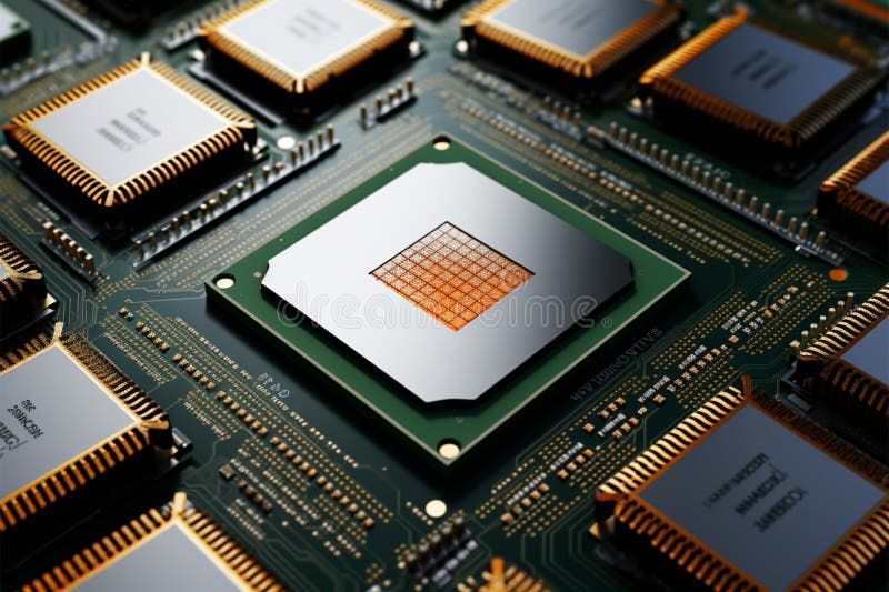 Cluster of CPUs, central processor units, isolated on neutral background Generative AI. Cluster of CPUs, central processor units, isolated on neutral background Generative AI