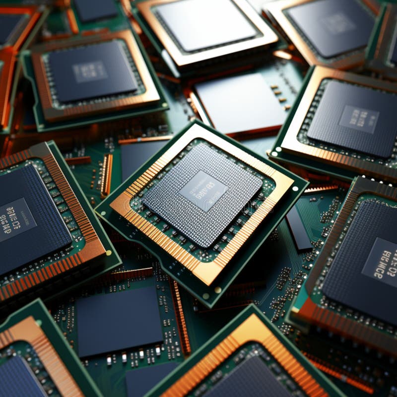 Cluster of CPUs, central processor units, isolated on neutral background For Social Media Post Size. Cluster of CPUs, central processor units, isolated on neutral background For Social Media Post Size