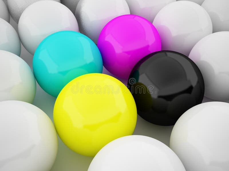 CMYK balls standing out from the others