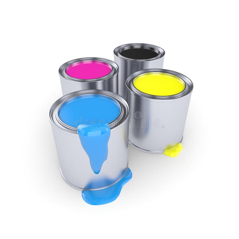 CMYK Can with a paint stock illustration. Illustration of concept