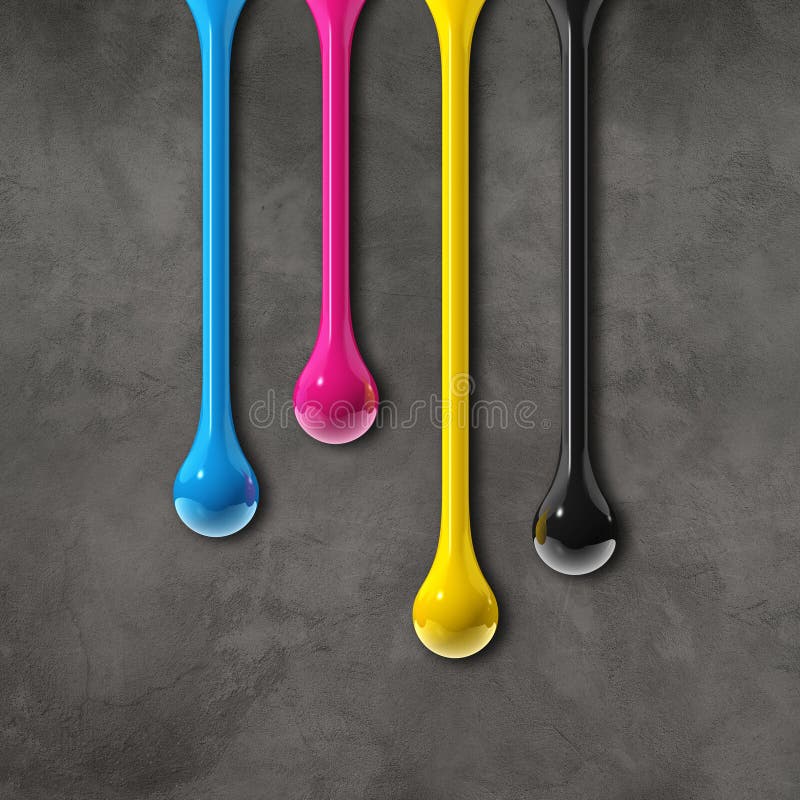 Cmyk ink drops stock illustration. Illustration of yellow - 12506454