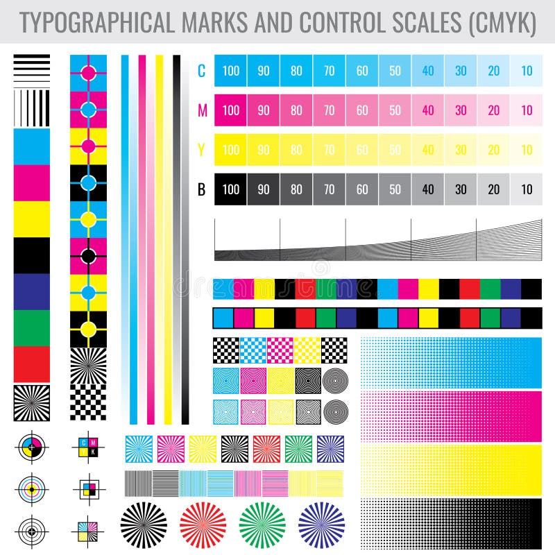 CMYK prasy druku oceny i colour brzmienia gradientowi bary dla drukarki badają wektoru set