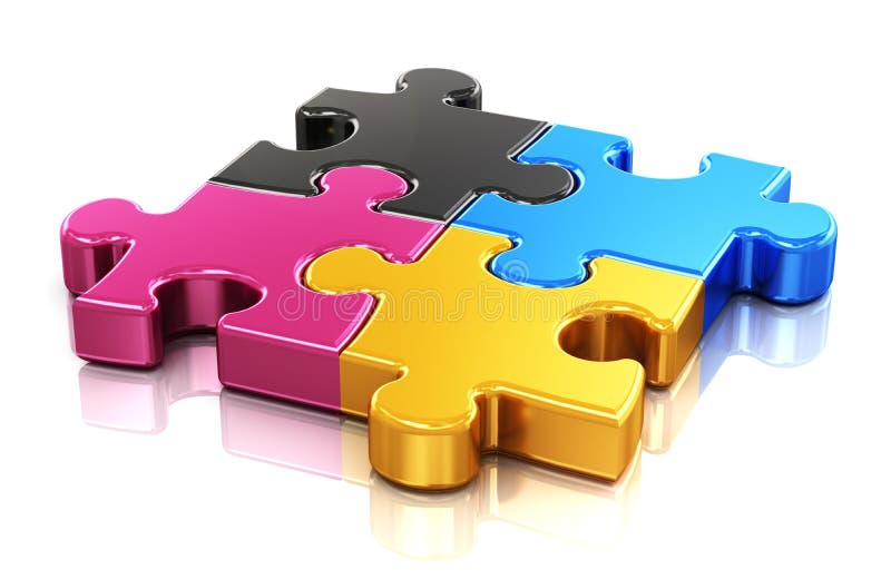 Color puzzle pieces stock illustration. Illustration of connection ...