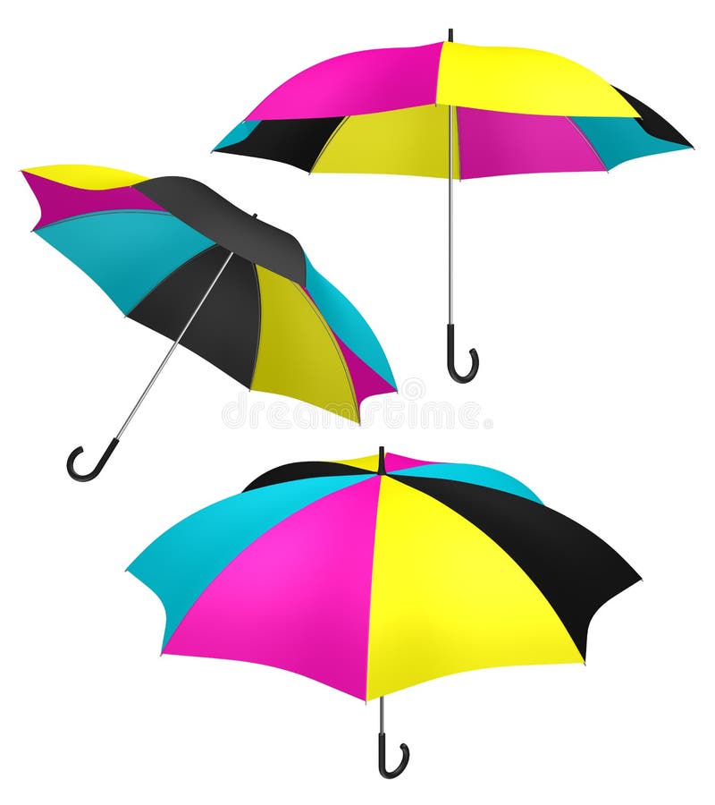 CMYK umbrella color protection royalty free illustration