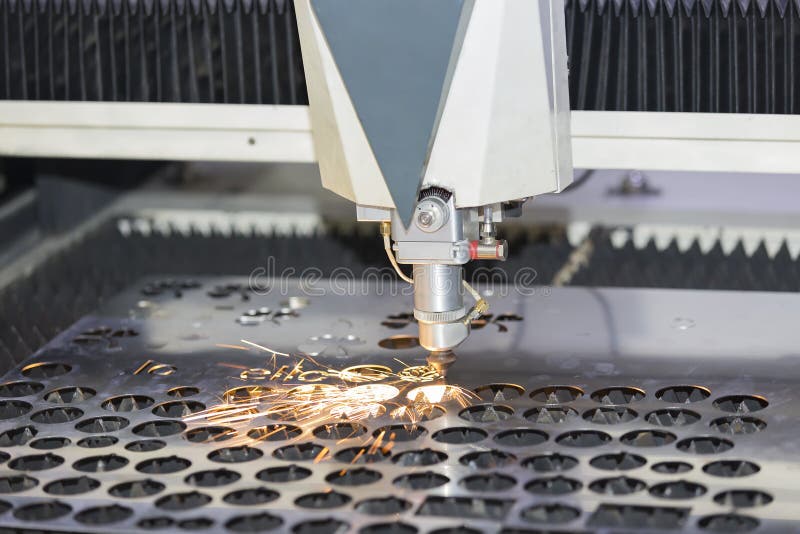 CNC Laser Cutting Metal Sheet Stock Photo - Image of melting, flames