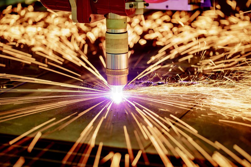 CNC Laser Plasma Cutting of Metal, Modern Industrial Technology. Stock