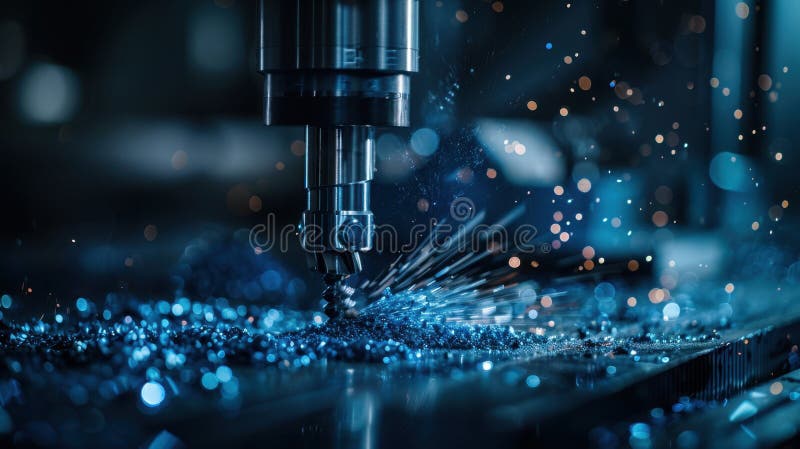 The CNC Machine Drilling Metal. royalty free stock images.
