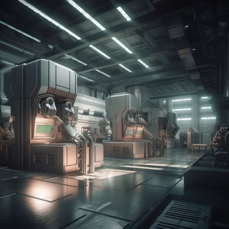 The CNC machine of the future vector illustration