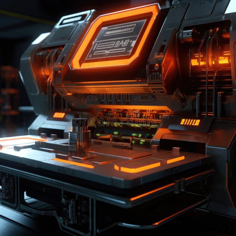 The CNC machine of the future vector illustration