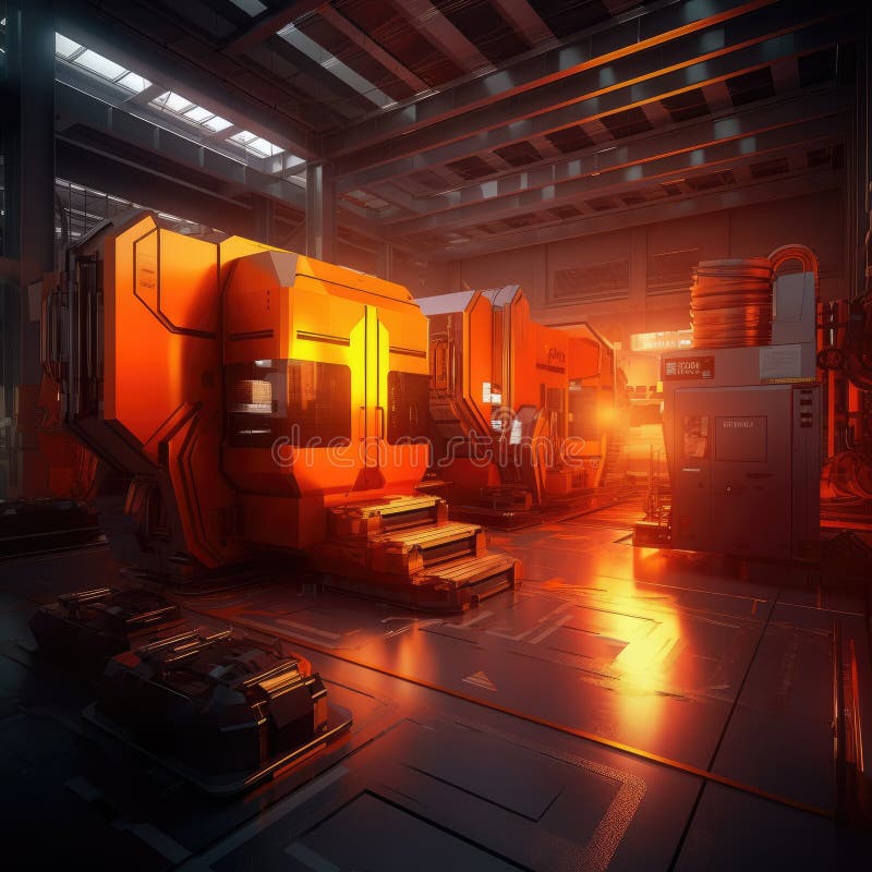 The CNC machine of the future stock illustration