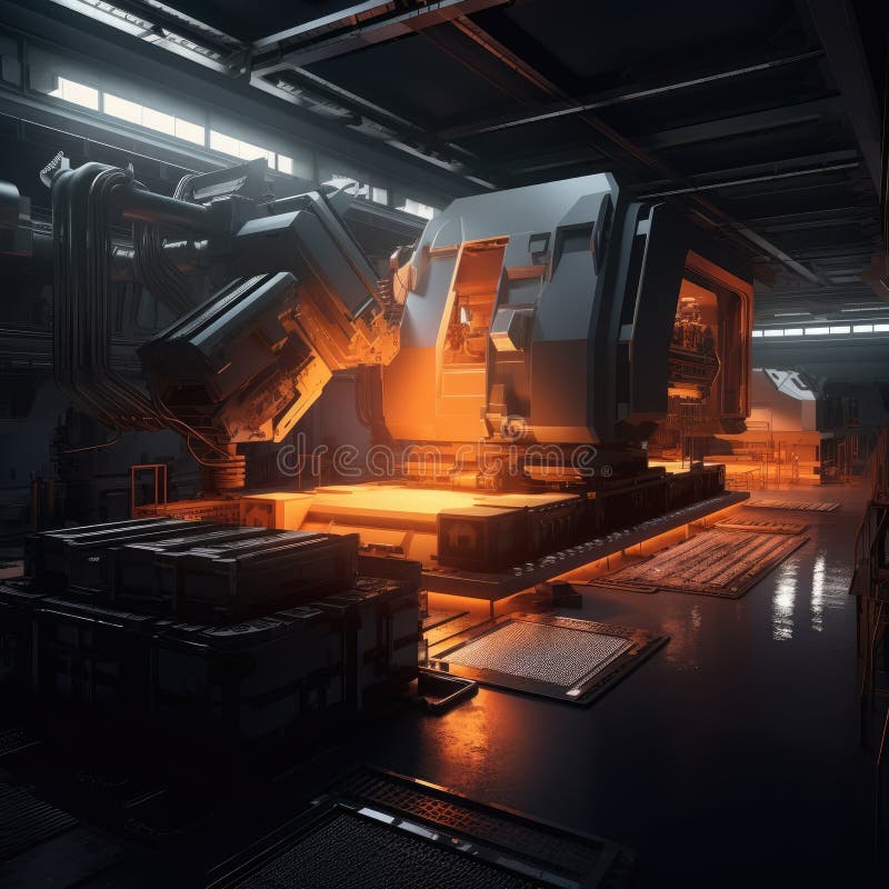 The CNC machine of the future vector illustration