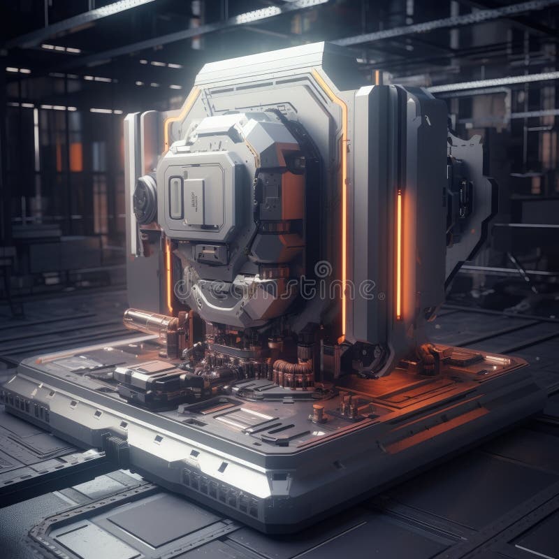 The CNC machine of the future vector illustration