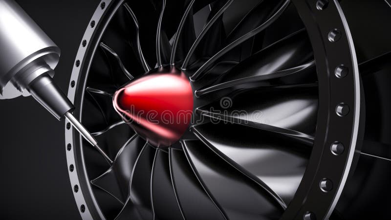 Cnc mielenia aluminiowa turbina w pięć osi maszynie ilustracji Cnc mielenia aluminiowa turbina w pięć osi maszynie ilustracji