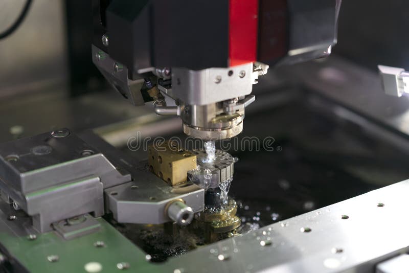 CNC Wire Cut Machine Cutting Mold Parts Stock Photo Image of floor