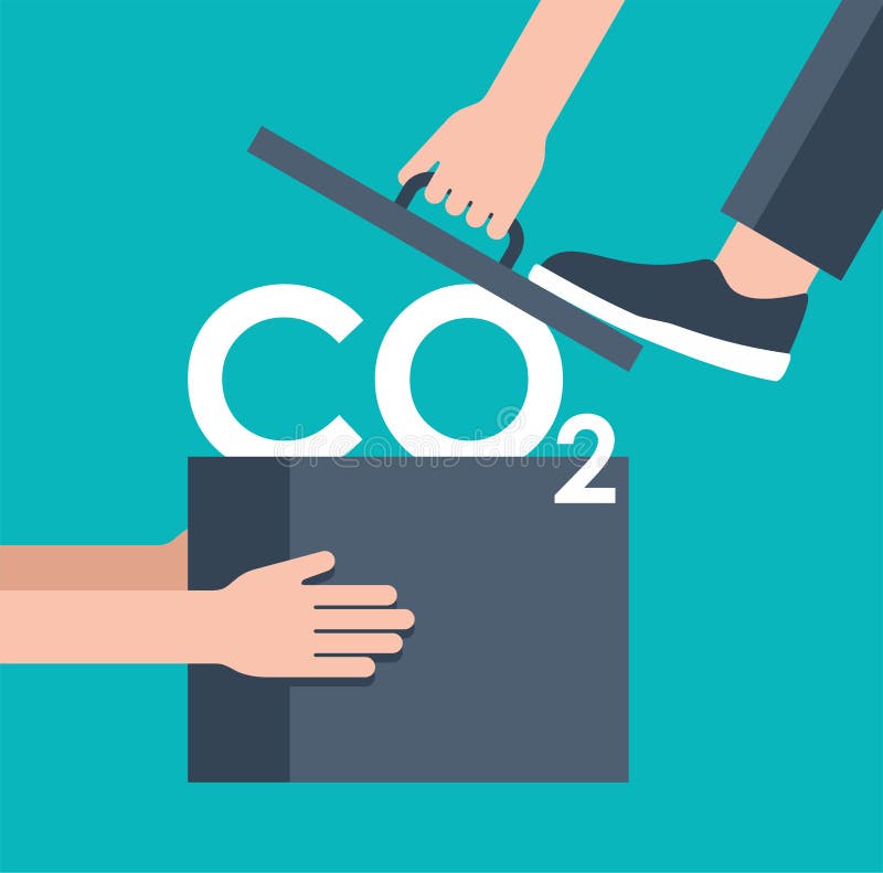 CO2 capture technology - Cnet zero footprint vector illustration