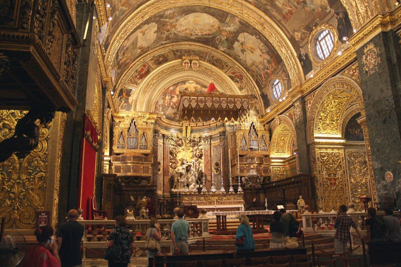 Co-cathédrale de St Johns à l'intérieur, La La Valette, Malte images stock Co-cathédrale de St Johns à l'intérieur, La La Valette, Malte images stock