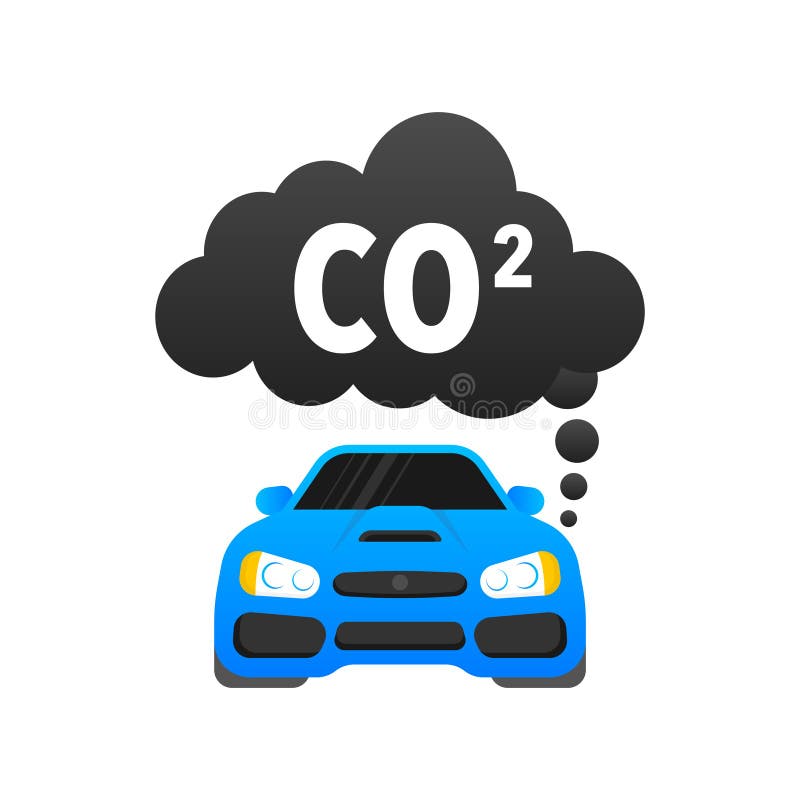 Co2 Emissions Icon. Carbon Dioxide. Car CO2 Cloud. Stock Vector Illustration of isolated
