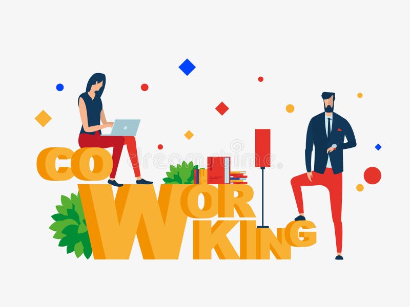 Co-Funktion Leute im kreativen Büro vektor abbildung Co-Funktion Leute im kreativen Büro vektor abbildung