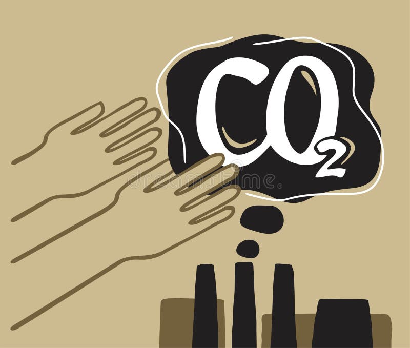 CO2 neutral strategy - Carbon Capture drawing stock illustration