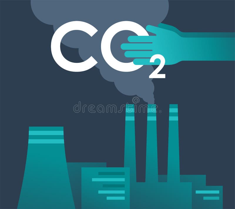 CO2 neutral strategy - Carbon Capture Technology stock illustration