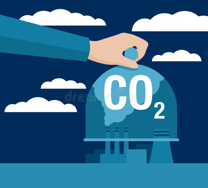 CO2 Technology - domed glass dish in hand stock illustration