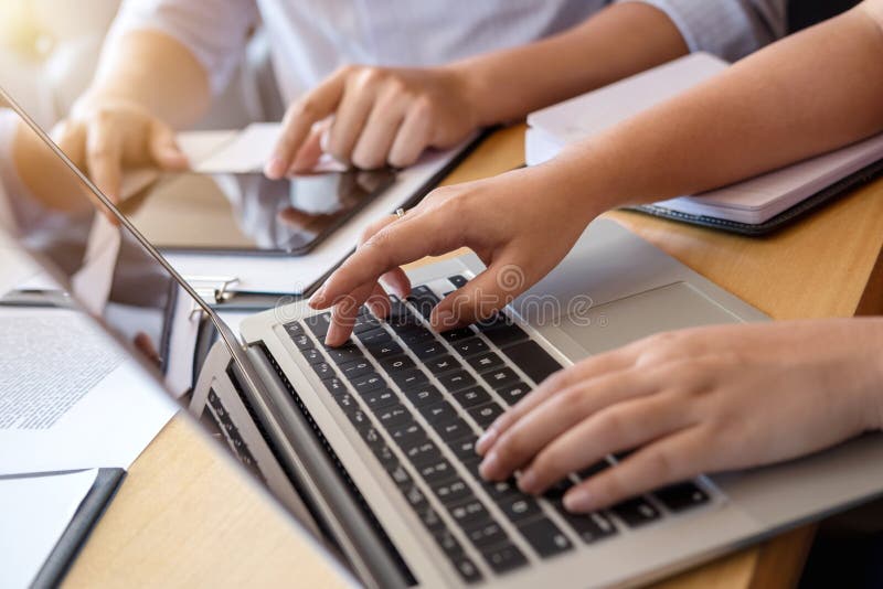 Co working conference, Business team meeting present, investor e stock images