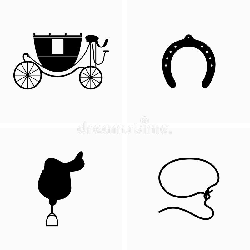 Coach and Horse Riding Items Stock Vector Illustration of silhouette