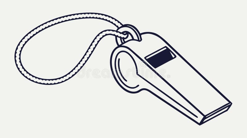 Coach or referee whistle on a string simple line icon design, vector design Generative AI stock illustration