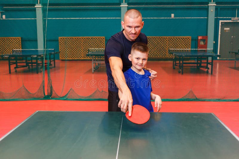Coach Teaches the Igart and Table Tennis. Practice of the Blow in Table