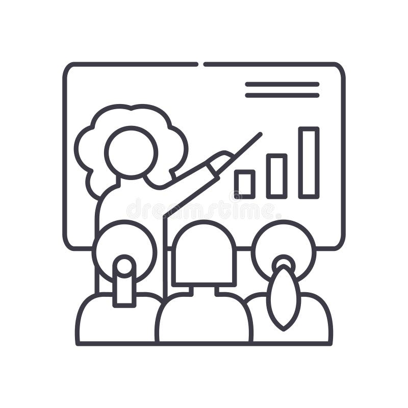 Coach training icon, linear isolated illustration, thin line vector, web design sign, outline concept symbol with royalty free illustration