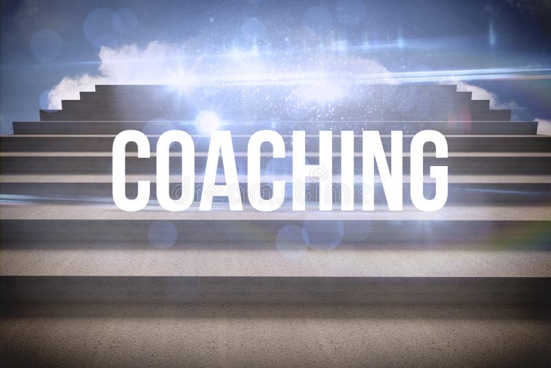 Coaching against steps against blue sky vector illustration Coaching against steps against blue sky vector illustration
