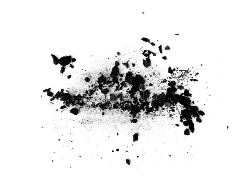 Black Charcoal Texture Isolated on White Background Stock Photo Image