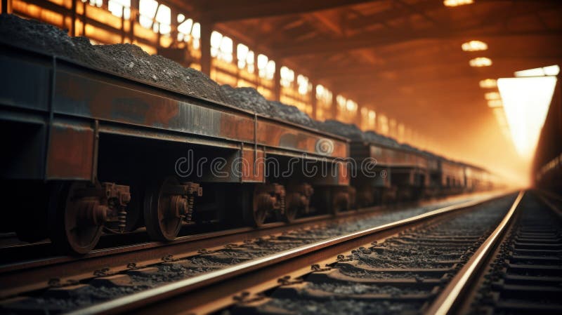 Freight Train Loaded with Coal in Warm Light Stock Illustration Freight Train Loaded with Coal in Warm Light Stock Illustration