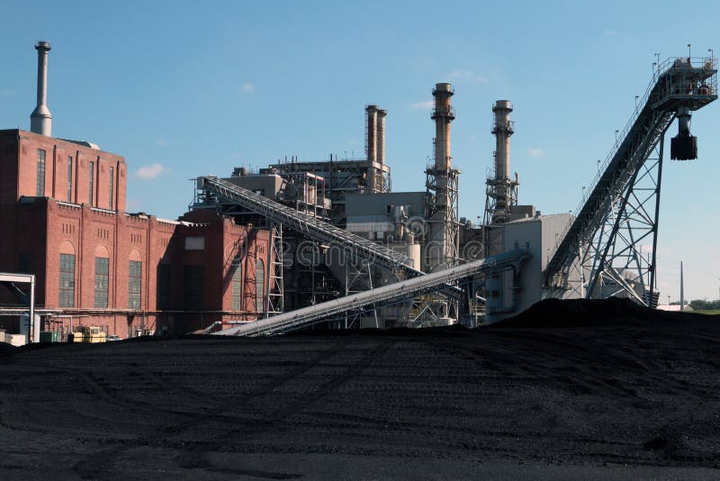 A Coal Fired Power Plant with Coal Yard Stock Photo Image of