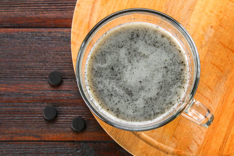 Coal Latte. Black Cappuccino. Black Coffee with Activated Carbon. Stock Photo Image of