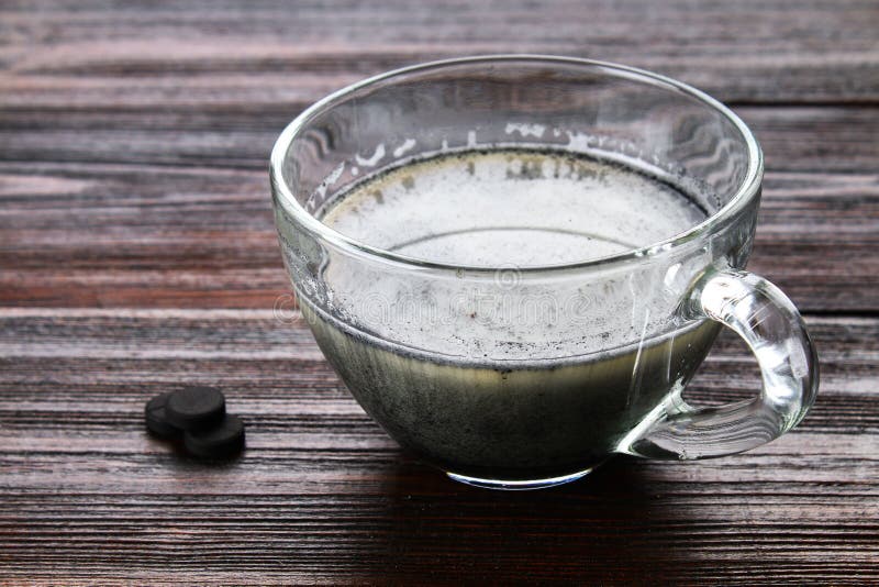 Coal Latte. Black Cappuccino. Black Coffee with Activated Carbon. Stock Image Image of