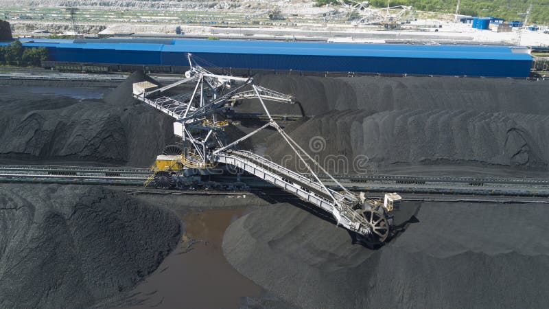 Coal loading and sorting equipment preparing the coal royalty free stock photo