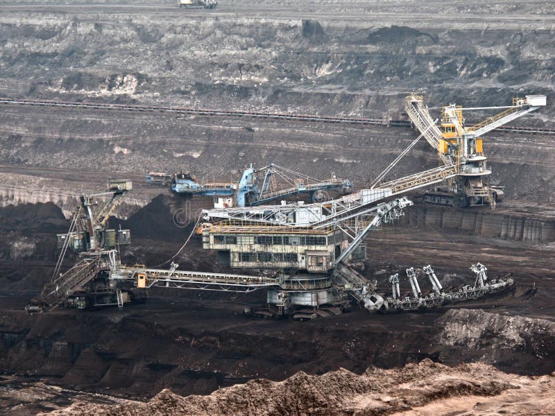 Coal Mine with a Bucket-wheel Excavator Stock Image - Image of machine ...