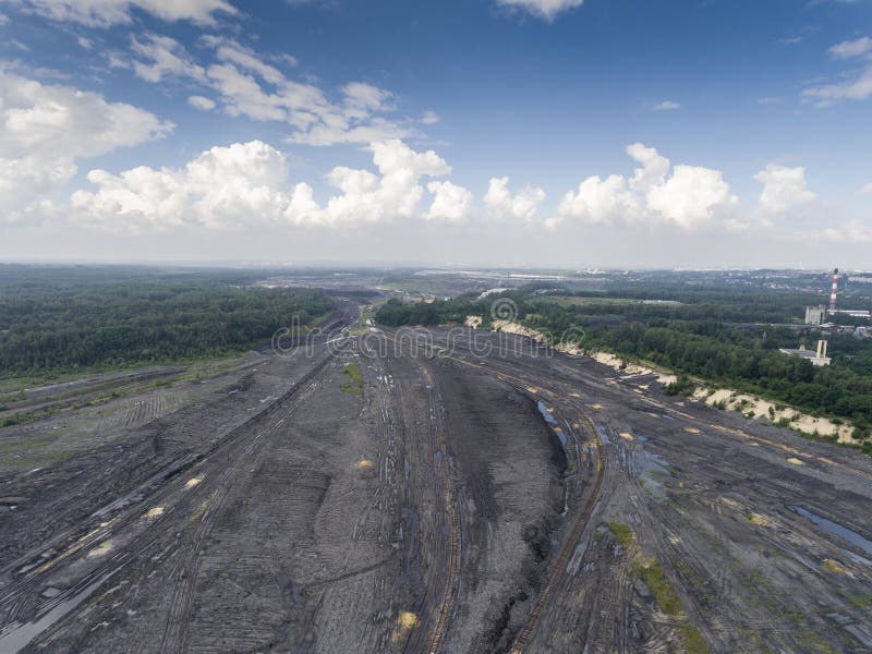 Coal mine in south of Poland. Destroyed land. View from above.