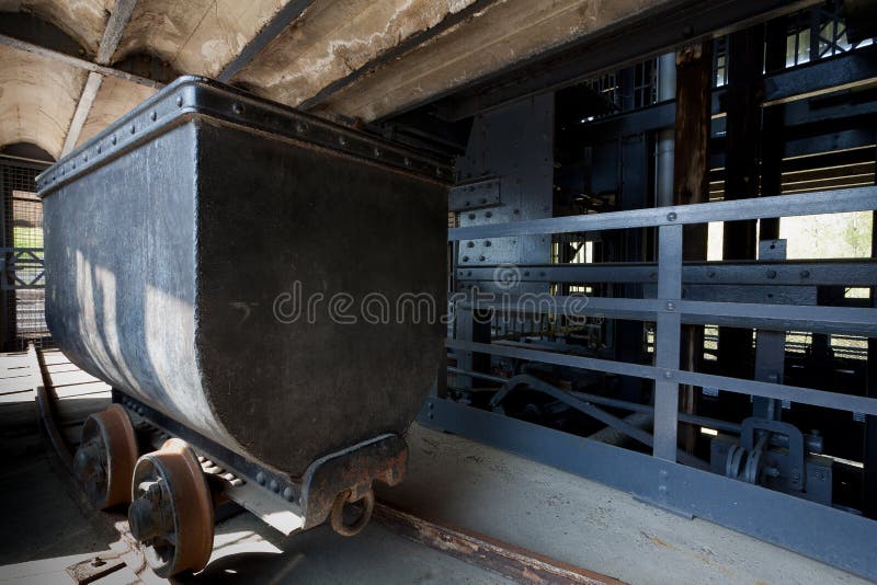Coal mining cart, wagon, Marcinelle, Charleroi, Belgium royalty free stock images Coal mining cart, wagon, Marcinelle, Charleroi, Belgium royalty free stock images