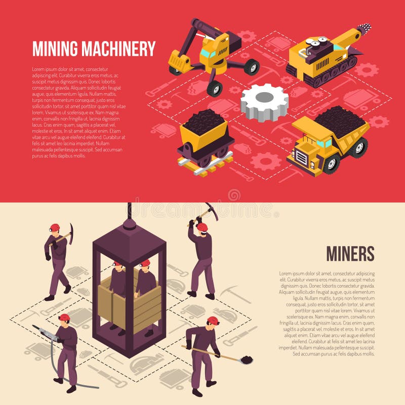 Coal Mining 2 Horizontal Banners royalty free illustration