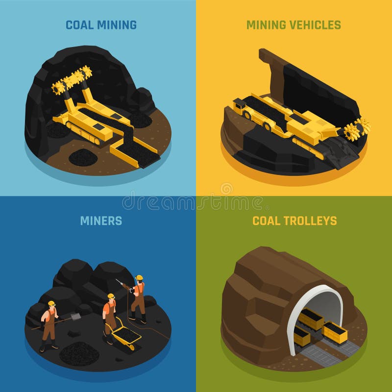 Coal Mining Isometric Design Concept royalty free illustration