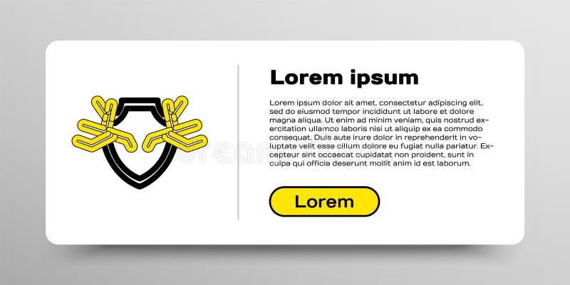 Coarne de cerb linie pe scutul izolat pe fond alb. trofeu de vânătoare pe perete. concept contur colorat. vector stock illustration