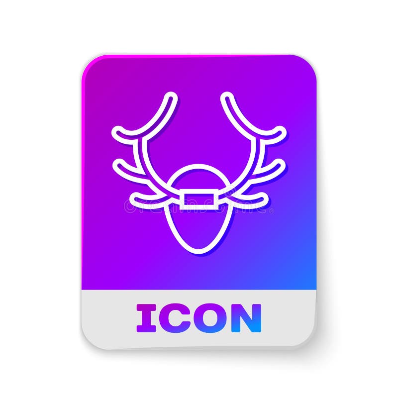 Coarne de cerb pentru cerbi cu linie albă pe pictograma ecranului, izolate pe fond alb. trofeu de vânătoare pe perete. buton culoa vector illustration